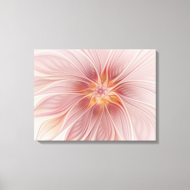 Toile Rêve floral rose doux Fleur d'art fractal Abstrait (Recto)