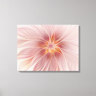 Toile Rêve floral rose tendre, art fractal abstrait de f