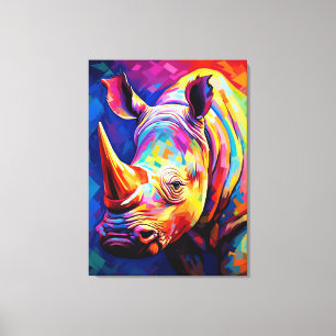 Toile rhinocéros colorés sur un multicolore