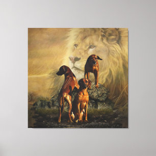 Toile Rhodesian Ridgeback avec Lion