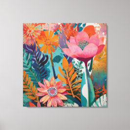 Toile Riche et dynamique floral acrylique gras botanique