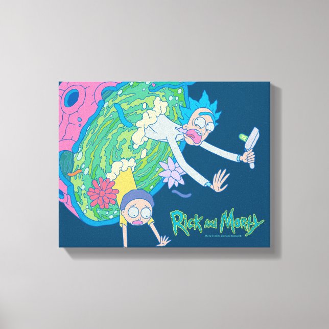 Toile RICK ET MORTY™ | Décrochage du portail infecté (Recto)