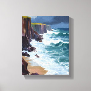 Toile Rivage orageux Peinture de vagues océaniques de