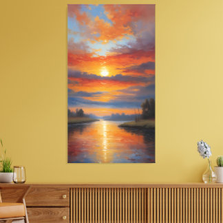 Toile Rivière de Feu : Reflets sereins du coucher de sol