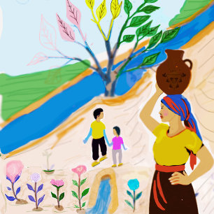 Toile Rivière des racines : La vie en fleurs