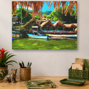 Toile Rivière Mismaloya 0331 Art de plage mexicain Palap
