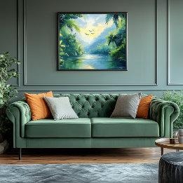 Toile Rivière Tranquille Qui Tourne À Travers Une Jungle