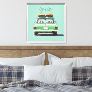 Toile Road Trip en Surf Wagon – Voiture de plage rétro