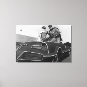 Toile Robin et Batman debout dans Batmobile