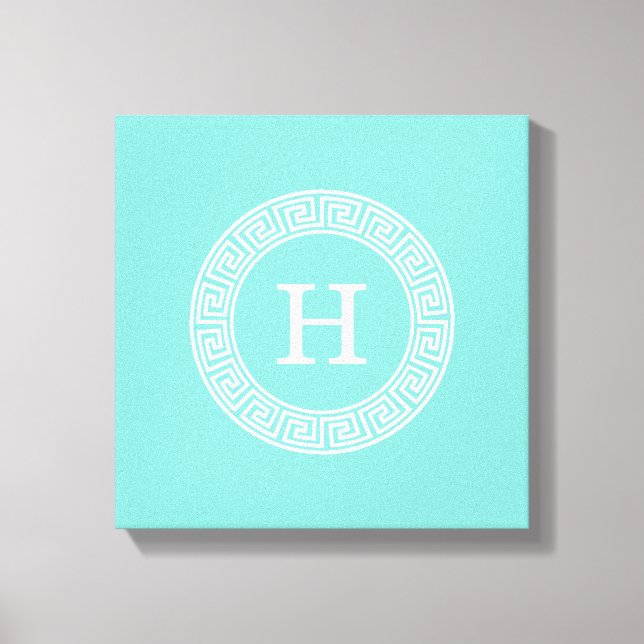 Toile Robin Oeuf Wht Grille Grecque Cadre Rnd Initial Mo (Recto)