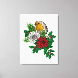 Toile Robin rouge sur décoration de Noël