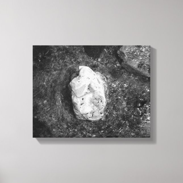 Toile Rocher noir et blanc dans l'eau du lac 11x14 (Recto)