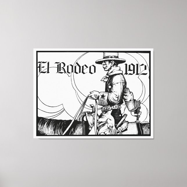 Toile Rodeo Cowboy Country 1912 Art occidental (Recto)