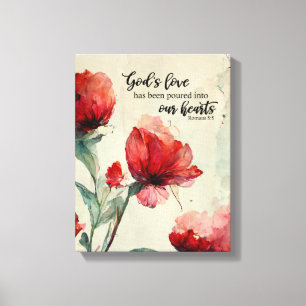 Toile Romains 5:5 La Bible Amoureuse de Dieu Verse Fleur