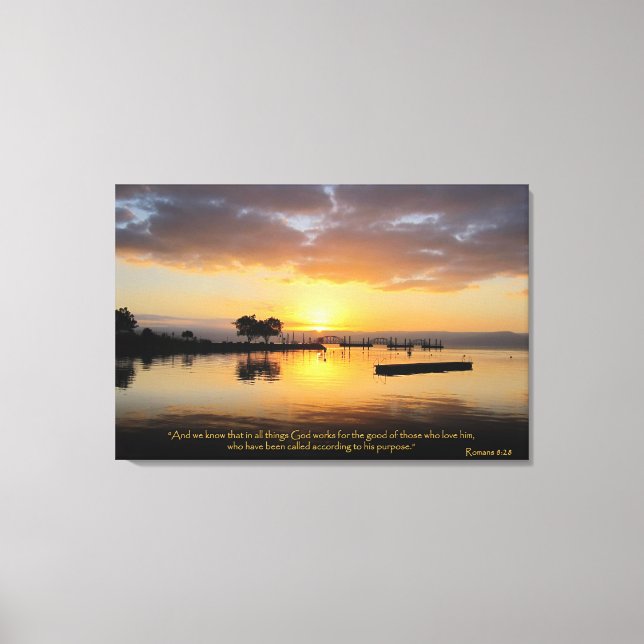Toile Romains 8:28 Bible chrétienne Verse Canvas Art (Recto)