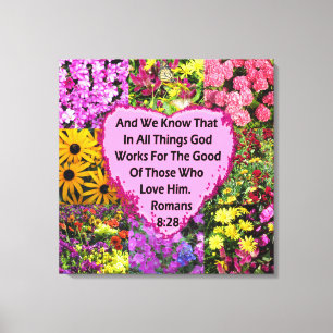 TOILE ROMAINS FLORAUX JOLIMENT 8:28 BIBLE VERSE