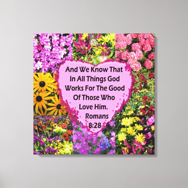 TOILE ROMAINS FLORAUX JOLIMENT 8:28 BIBLE VERSE (Recto)