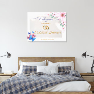 Toile romantique rose fleurie douche d'accueil poster