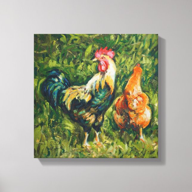 Toile Rooster and Hen (Recto)