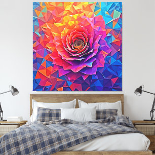 Toile Rose Bloom Abstrait Low Poly Art