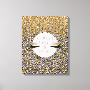 Toile Rose Blush or Empreinte de léopard Glitzy yeux