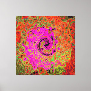Toile Rose Chaud Abstrait Rétro Liquide Tourbillon
