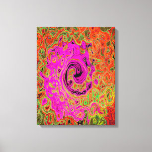 Toile Rose Chaud Groovy Abstrait Rétro Tourbillon Liquid