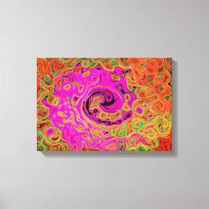 Toile Rose Chaud Groovy Abstrait Rétro Tourbillon Liquid