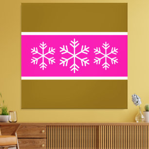 Toile Rose Clair Brun Blanc Rayures Nordiques Flocons de