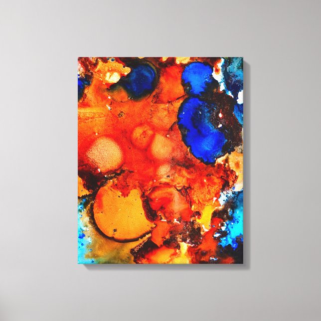 Toile Rose d'art abstrait orange rouille (Recto)