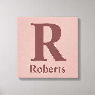 Toile Rose de cannelle Initiale/Première/Nom de famille