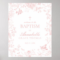 Toile Rose De Jouy Floral Baptism Affiche de bienv