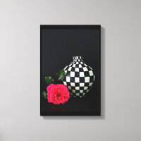 Rose et vase checkered