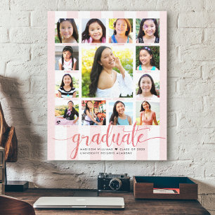 Toile Rose Gold Script Graduation K-12 Photo Collage