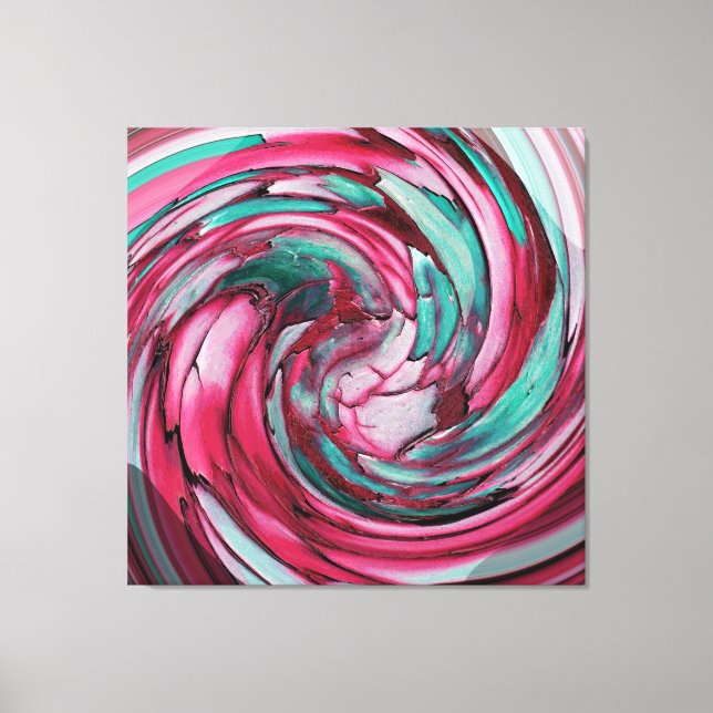 Toile Rose N Art Abstrait Turquoise -Dauphin N Aigle -To (Recto)
