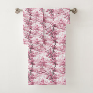 Toile rose Pays Français Antique Aquarelle