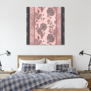 Toile Rose Poussiéreuse et Damassé Noir Charbon