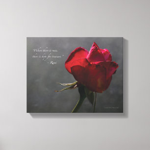 Toile Rose rouge, citation Rumi, 14" x 11" - PETITE