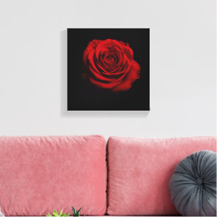 Toile Rose rouge dramatique - Art floral minimaliste Imp