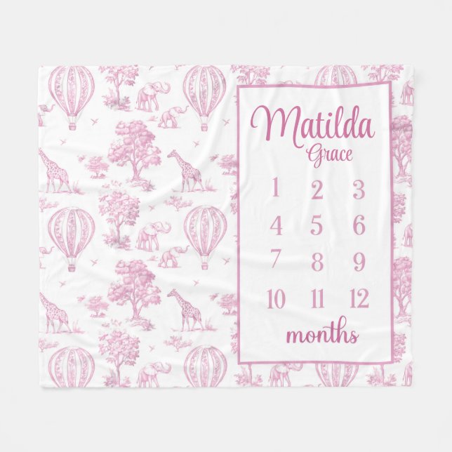 TOILE ROSE SAFARI Couverture en pierre, Baby Girl  (Devant (Horizontal))