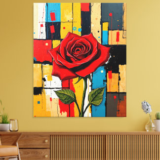 Toile Rose Vibrante dans un Paysage Urbain Abstrait