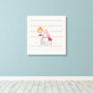 Toile Rose vif "A" Monogramme Ballerina Art
