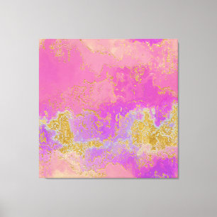Toile Rose, violet et or Abstrait
