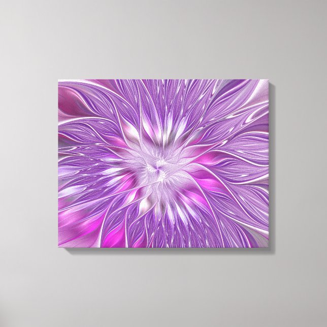 Toile Rose violet passion Fleur Art Abstrait Fractal (Recto)