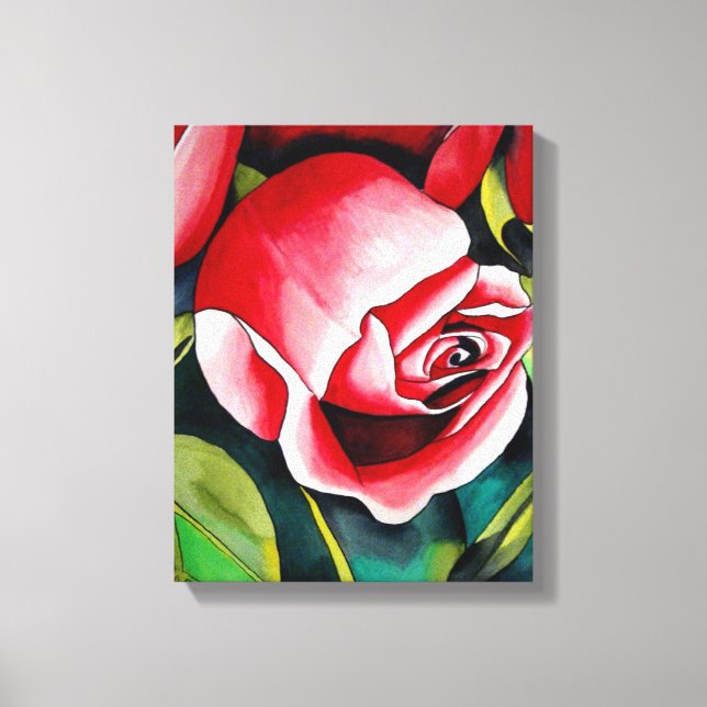 Toile Rosebud rose aquarelle peinture art fleur (Recto)