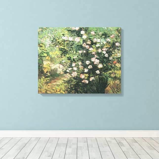 Toile Rosebush in Blossom par Vincent van Gogh (Insitu (Plancher de Bois))