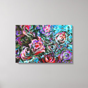 Toile roses Abstraits dans l'art rouge et turquoise