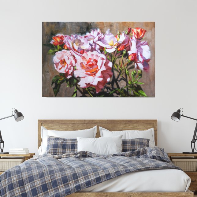 Toile Roses en Pavlovsk - Elégante peinture à l'huile de (Insitu(Chambre))