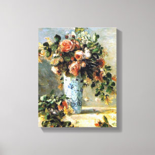 Toile Roses et Jasmin dans un Delft Vase Renoir Art