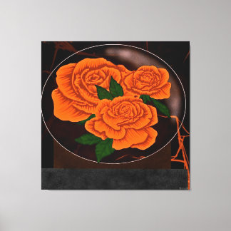 Toile Roses oranges vibrantes